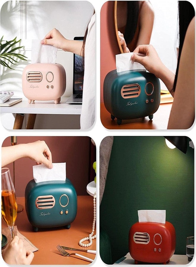 Topinon Vintage Retro Tissue Box Holder for Home Kitchen Dining Table & Paper, Living Room, Bedroom & Desktop Tissue Storage Organizer (Green) - Image 5